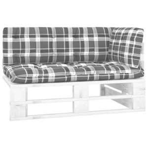 Ogrodowa sofa narożna z palet, biała, drewno sosno