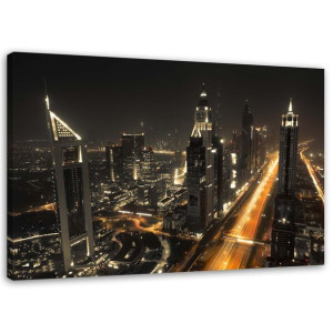 OBRAZ NA PŁÓTNIE Dubaj Miasto Noc Panorama 90x60
