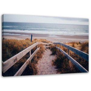 OBRAZ NA PŁÓTNIE Plaża Pomost Wydmy Morze 90x60
