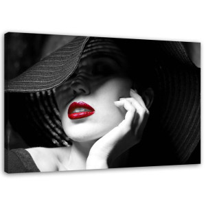 OBRAZ NA PŁÓTNIE Kobieta Kapelusz Glamour 90x60