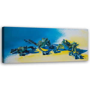 OBRAZ NA PŁÓTNIE Żaby Niebieskie 150x50