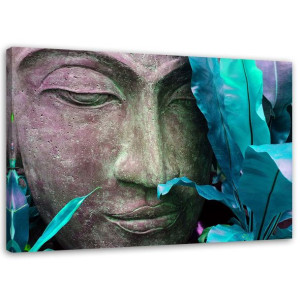 OBRAZ NA PŁÓTNIE Buddha i turkusowy Lisć 100x70