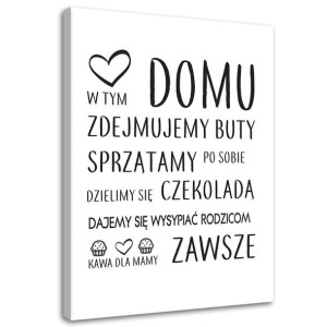 OBRAZ NA PŁÓTNIE NAPIS W domu typografia 40x60