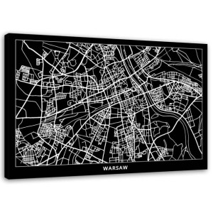 OBRAZ NA PŁÓTNIE Warszawa Plan Miasta 120x80