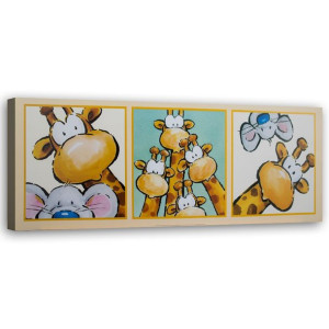 OBRAZ NA PŁÓTNIE Żyrafa Mysz 120x40