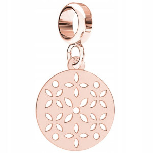 Charms blaszka kwiaty różowe złoto s925