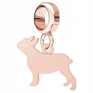 Charms Buldog Pies różowe złoto srebro 925
