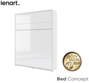 Półkotapczan BED CONCEPT BC-12 160x200 (pionowy) Łóżko chowane BIAŁY POŁYSK