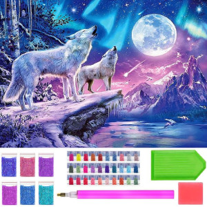 Haft diamentowy diamond painting mozaika zestaw 5D wilki
