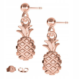 Kolczyki Owoc Ananas różowe złoto 925