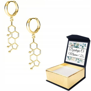 Kolczyki złote Wzór Testosteron 925 WŁASNY NADRUK