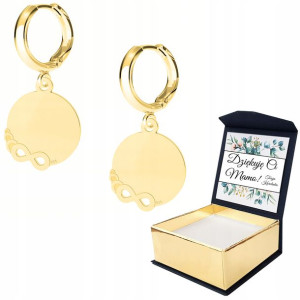 Kolczyki złote Znak Nieskończoność WŁASNY NADRUK