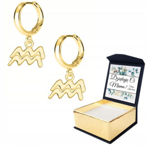 Kolczyki złote Znak Zodiaku Wodnik WŁASNY NADRUK