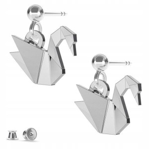 Kolczyki srebrne Łabędź Origami Łabędzie 925