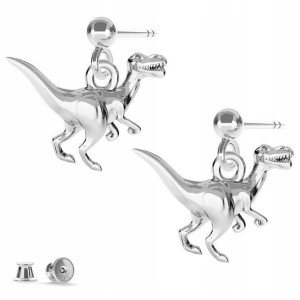 Kolczyki srebrne Dinozaur T-rex 925