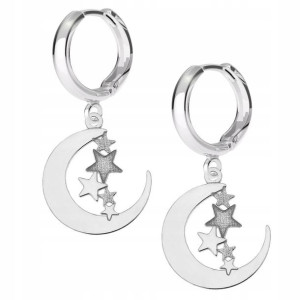 Kolczyki srebrne Księżyc Gwiazdki Stars Moon 925
