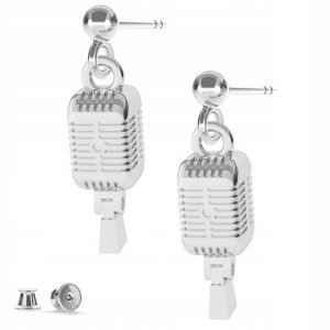 Kolczyki srebrne Mikrofon 925