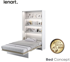 Półkotapczan BED CONCEPT BC-02 120x200 (pionowy)Łóżko w szafie BIAŁY POŁYSK