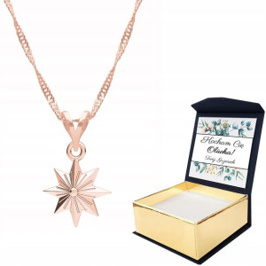 Naszyjnik różowe złoto 925 Gwiazda + WŁASNY NADRUK