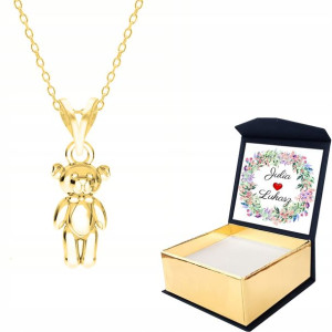 Naszyjnik złoty Miś Misiek Teddy + WŁASNY NADRUK