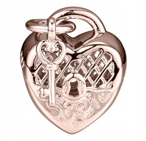 Charms Serce Kłódka różowe złoto srebro 925