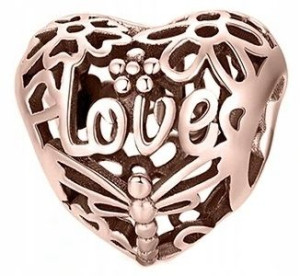 Charms Serce Love różowe złoto srebro 925