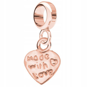 Charms Serce Napis Love różowe złoto 925