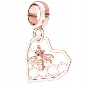 Charms Serce pszczoła różowe złoto S925