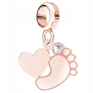 Charms Stópka różowe złoto srebro 925