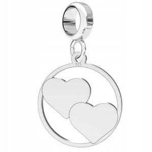 Charms wiszący Dwa Serca w Kółku srebro 925