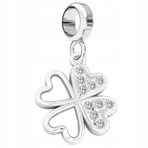 Charms wiszący Koniczyna Cyrkonie srebro 925