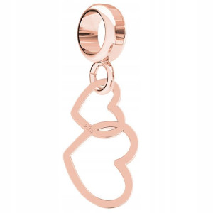 Charms Dwa Serca różowe złoto 925