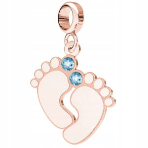 Charms Dziecięce Stópki różowe złoto S925