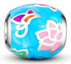 Charms emalia Kwiatki kolorowe srebro 925
