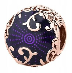 Charms Fiolet Kwiat różowe złoto srebro 925
