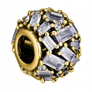 Charms Kulka Cyrkonie Kamienie złota srebro 925