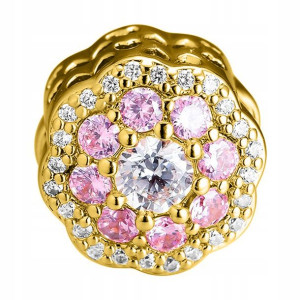 Charms Kwiat Flower Cyrkonie złota srebro 925