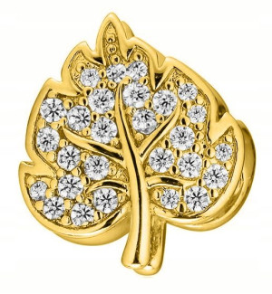 Charms Listek cyrkonie złoty srebro 925