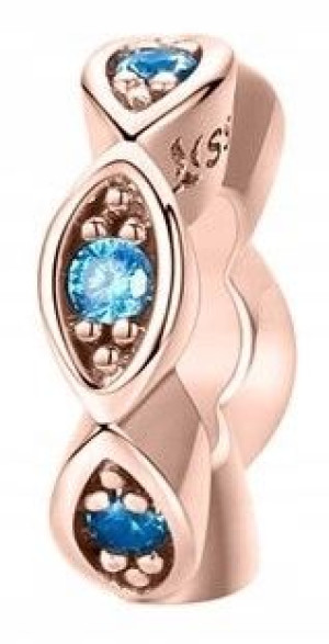 Charms Niebieskie Cyrkonie różowe złoto 925