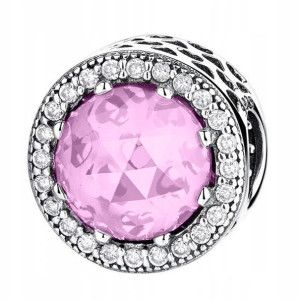 Charms Różowy Kamień w cyrkonie srebro 925