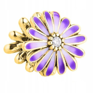 Charms złoty Fioletowy Kwiatek Flower srebro 925