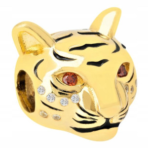 Charms złoty Głowa Tygrysa Tiger srebro 925