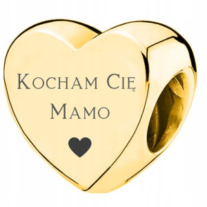 CHARMS złoty KOCHAM CIĘ MAMO srebro 925 z grawerem