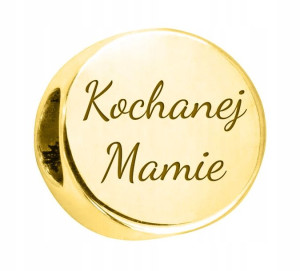 Charms złoty Kochanej Mamie srebro + GRAWER
