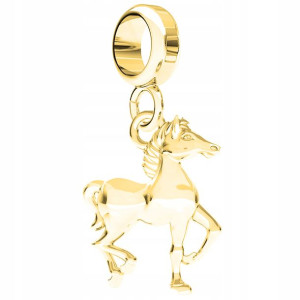 Charms złoty Konik srebro 925 zawieszka koralik