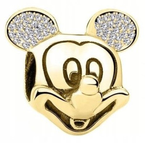 Charms złoty Mickey srebro 925 zawieszka koralik
