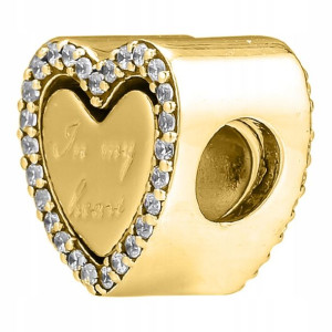 Charms złoty Podwójne Serce Heart srebro 925