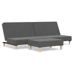 2-osobowa sofa z podnóżkiem, jasnoszara, tapicerowana tkaniną