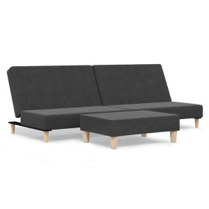 2-osobowa sofa z podnóżkiem, ciemnoszara, tapicerowana tkaniną