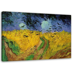 OBRAZ NA PŁÓTNIE REPRODUKCJA Pole pszenicy z krukami V. Gogh 120x80